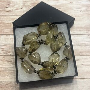 Vintage Glass Bead Necklace with Silver Bead Dividers & Clasp